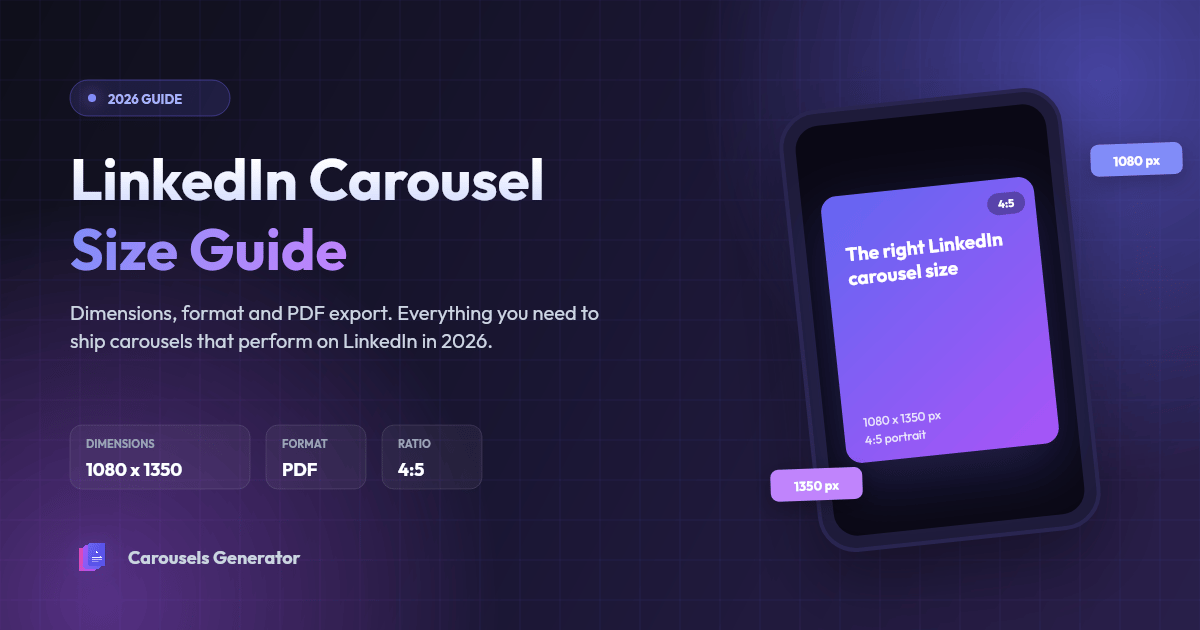 LinkedIn Carousel Size Guide 2026: Dimensions, Format & PDF Export