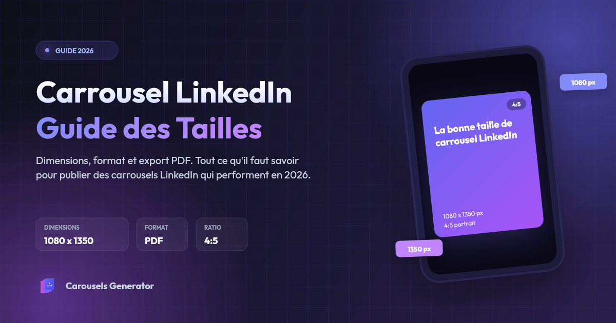 Guide des Dimensions de Carrousel LinkedIn 2026 : Tailles, Format et Export PDF