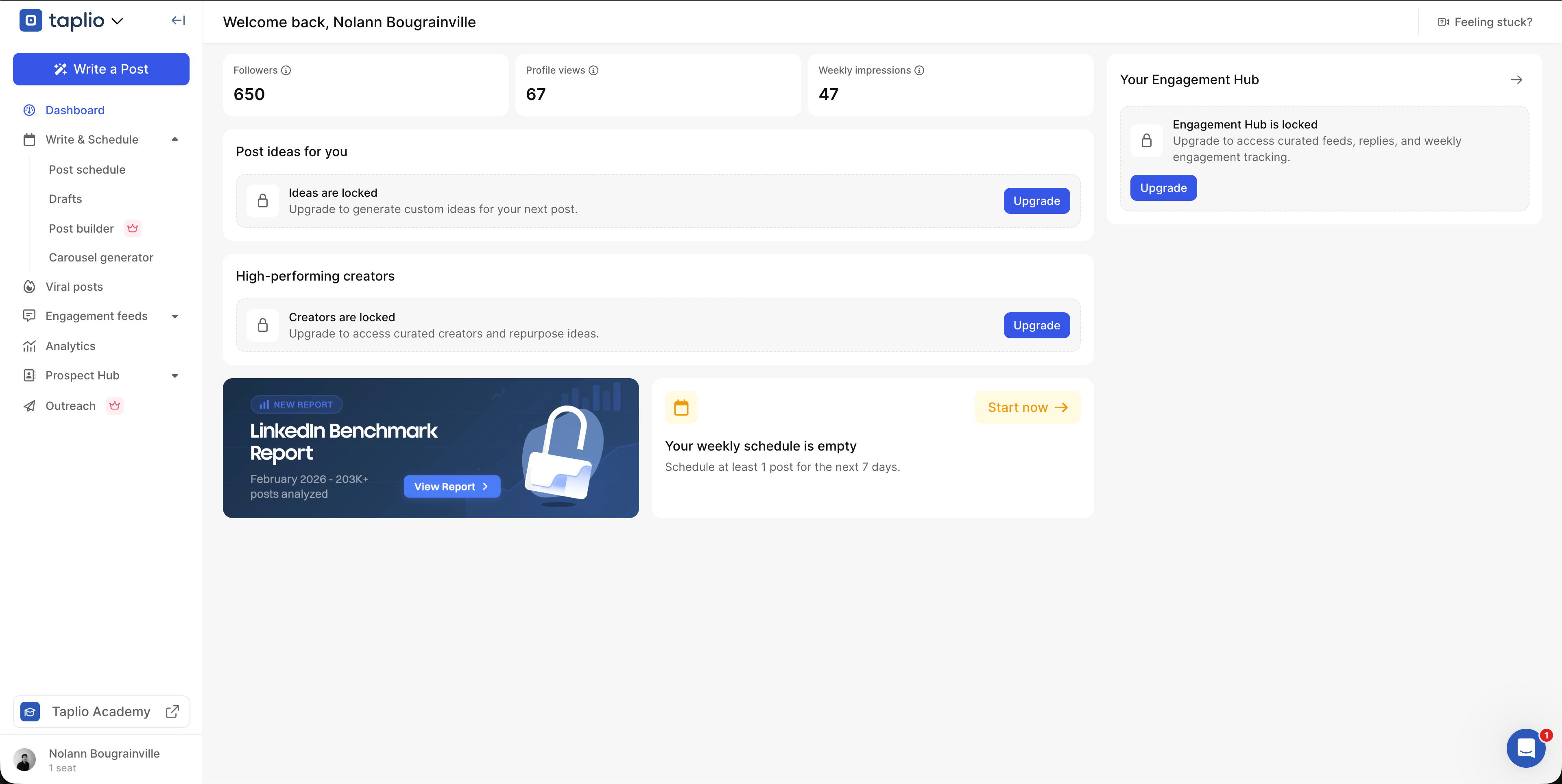 Créateur de carrousels Taplio - partie de la plateforme tout-en-un de croissance LinkedIn