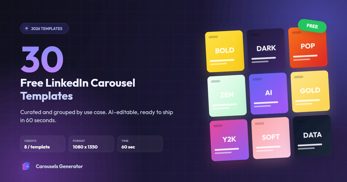 30 Free LinkedIn Carousel Templates for 2026 (Ready in 60 Seconds)
