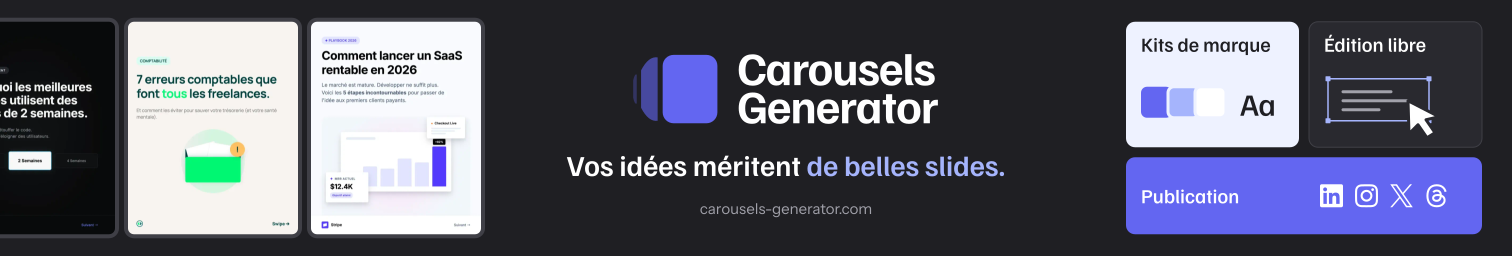Bannière LinkedIn entreprise Carousels Generator, version français