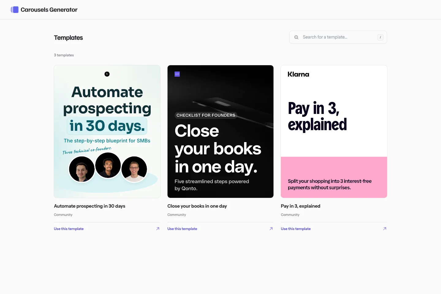 Browse carousel templates